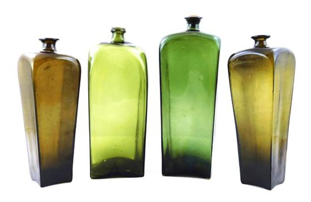 Appraisal: GLASS Four case gin bottles early th C one light