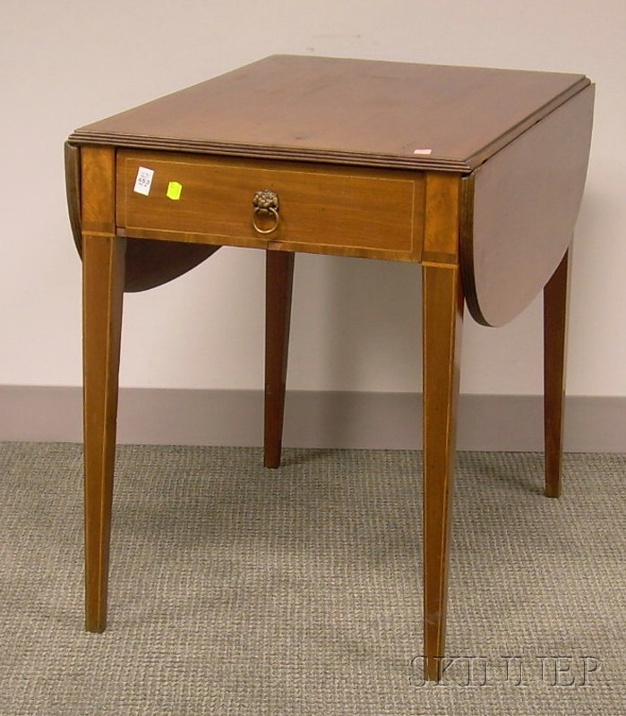 Appraisal: Georgian Inlaid Mahogany Drop-leaf Table with End Drawer