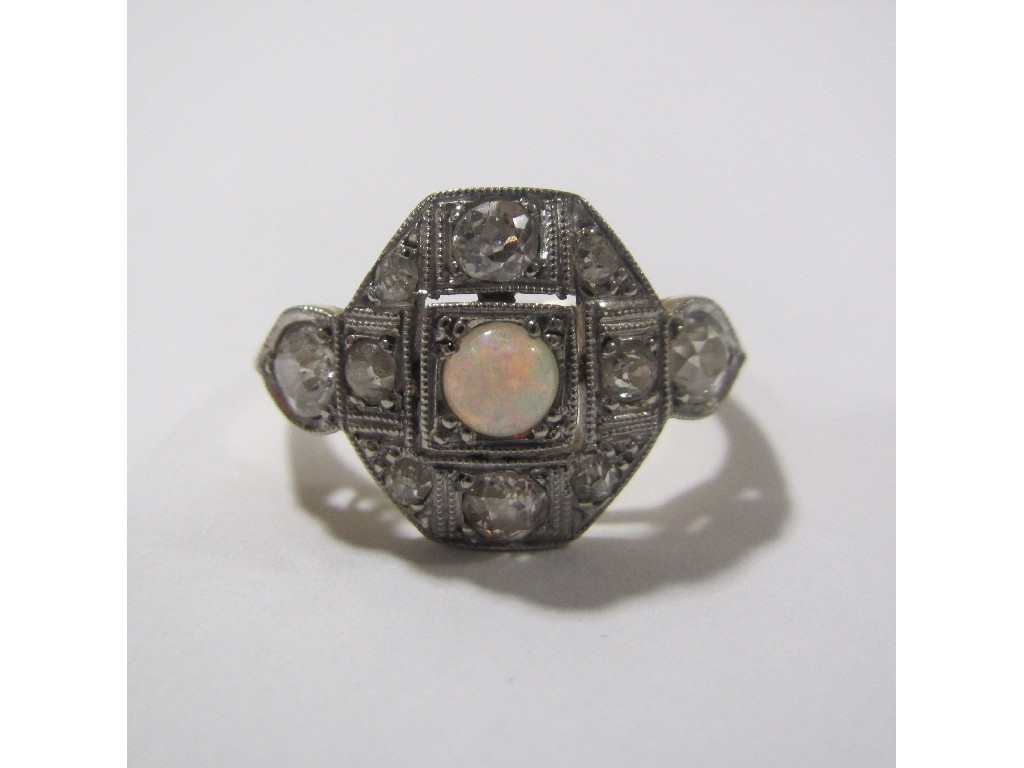 Appraisal: Art Deco ct gold opal and diamond set dress ring