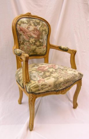 Appraisal: Pair of French style arm chairs with carved floral motif