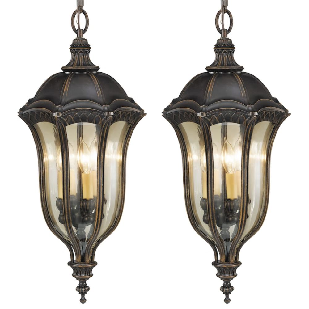 Appraisal: MURRAY FEISS ALUMINUM AND GLASS OUTDOOR HANGING PORCH LAMPS discontinued