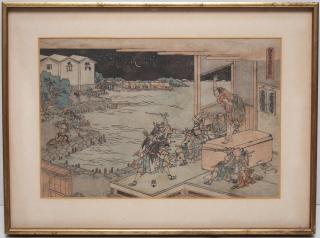 Appraisal: Hokusai Japanese Katsushika Hokusai ukiyo-e print of a scene from