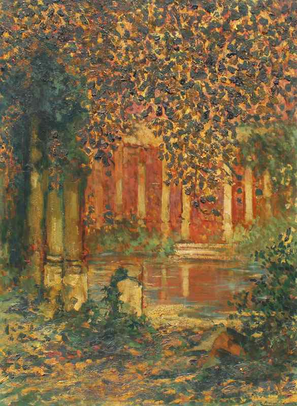 Appraisal: MARCEL-BERONNEAU Pierre French - Ruins at Versailles Oil Board ''