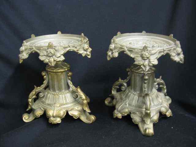 Appraisal: Pair of Bronzed Victorian Compotes Art Nouveau florals ''