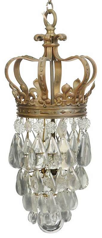 Appraisal: Venetian Style Bronze and Crystal Hall Lantern Italian late th