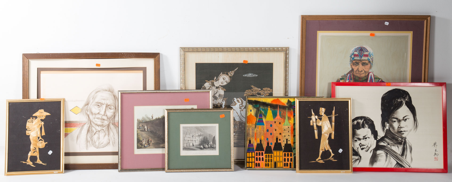 Appraisal: Nine framed artworks