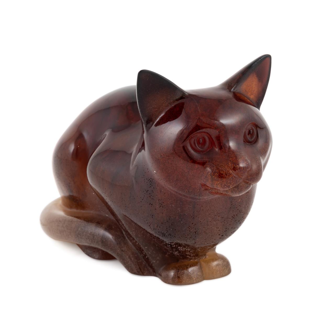 Appraisal: LARGE DAUM FRANCE AMBER CAT FIGURE Large Daum France anber