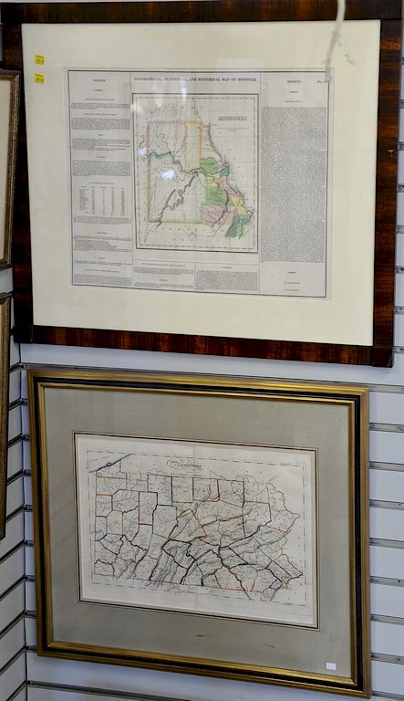 Appraisal: Three framed maps including Pennsylvania Upper Territories Lake Superior Michigan