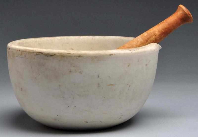 Appraisal: Ceramic Pharmacy Mortar Pestle Description Circa early th Century Large