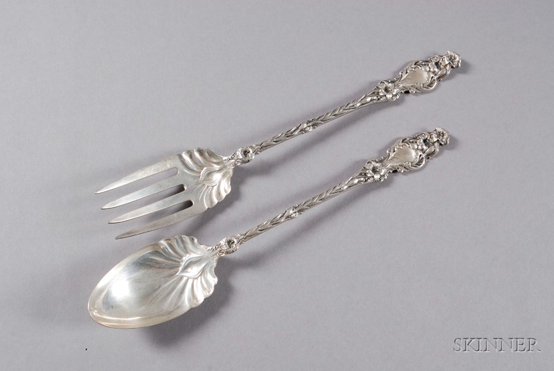 Appraisal: Pair of Whiting Manufacturing Co Sterling Lily Pattern Salad Servers