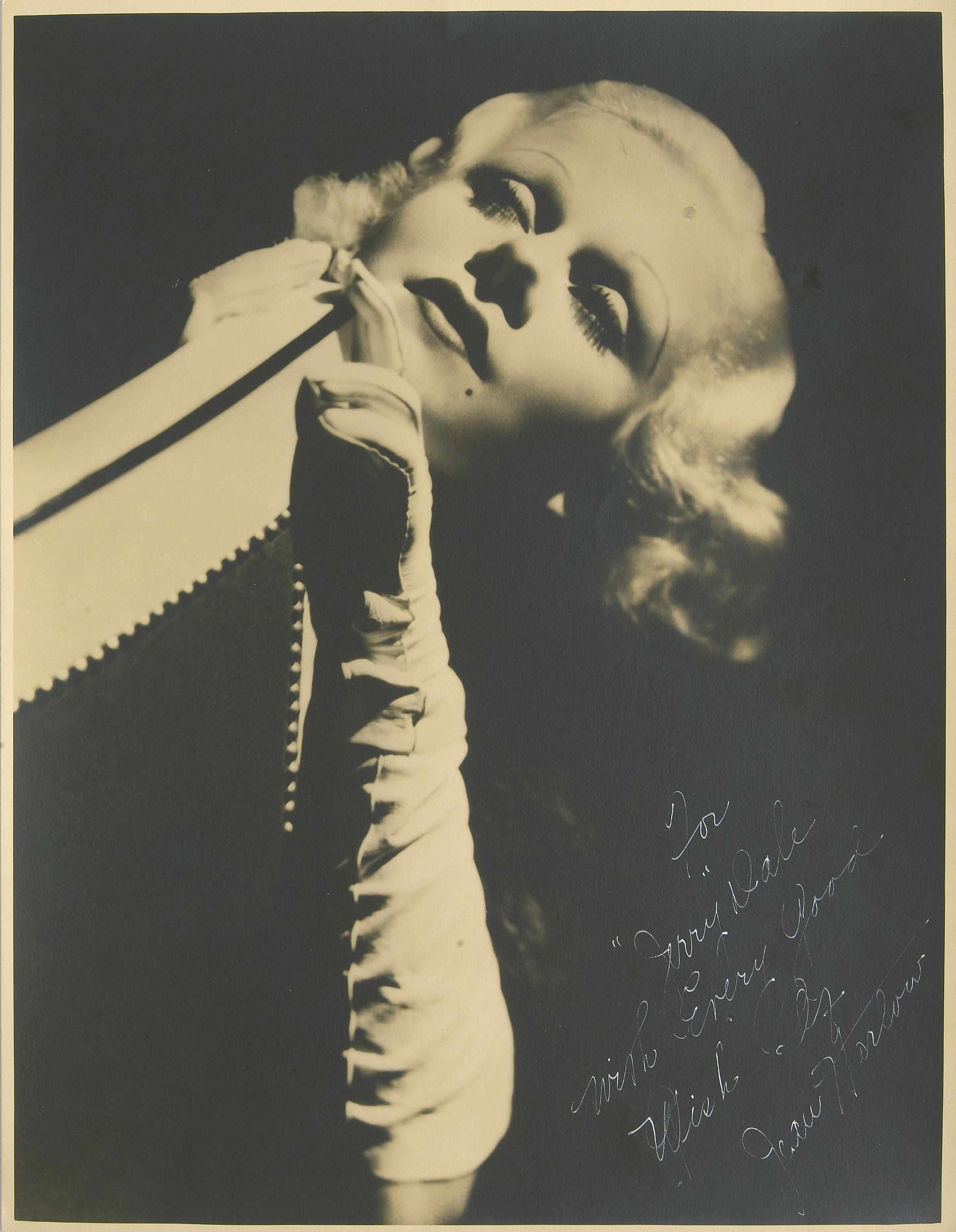 Appraisal: HARLOW JEAN Signature ''Jean Harlow'' in pencil on pink album