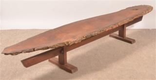 Appraisal: Nakashima Style Walnut Free Form Bench h x l x