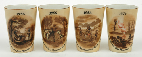 Appraisal: BROWNIE DOWNING New South Wales circa Four porcelain beakers each