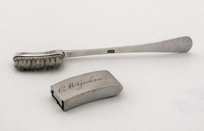 Appraisal: Regimental A George III tooth brush and cover inscribed CM