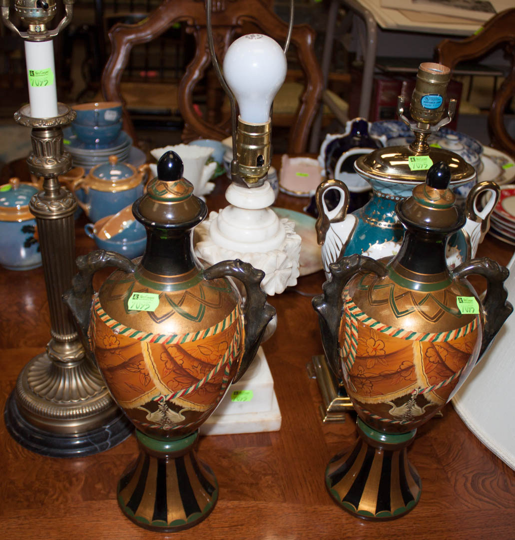 Appraisal: Assortment of decorative table lamps urns