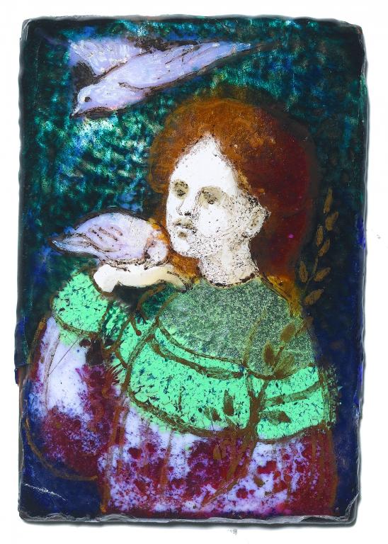 Appraisal: A PAINTED ENAMEL PLAQUE OF A CHILD AS INNOCENCE BY