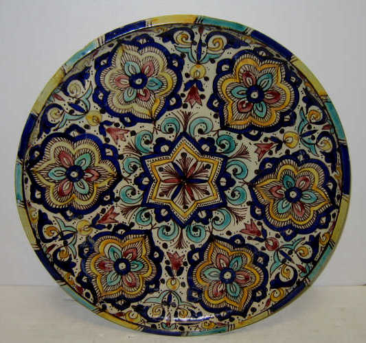 Appraisal: ANTIQUE ITALIAN TIN GLAZED TAZZEA Polychrome painted with dark blue