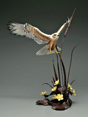 Appraisal: Boehm bird figurine marsh harrier with water lilies porcelain bird