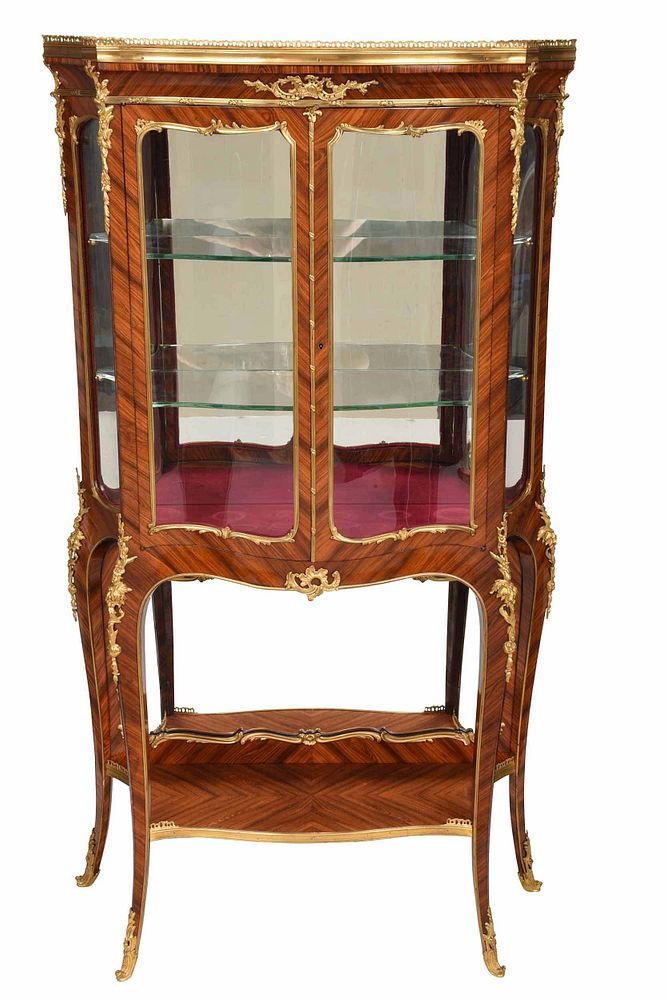 Appraisal: Fine Francois Linke Ormolu Mounted Kingwood Vitrine French circa one