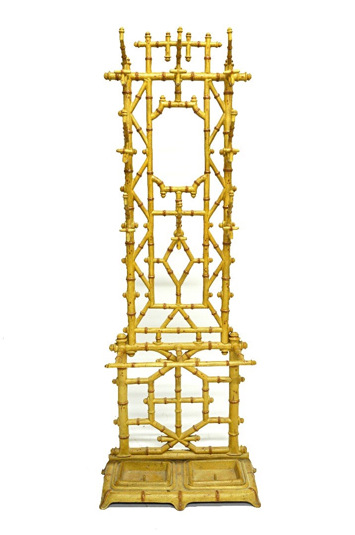 Appraisal: A Coalbrookdale style painted faux bamboo cast iron hall stand