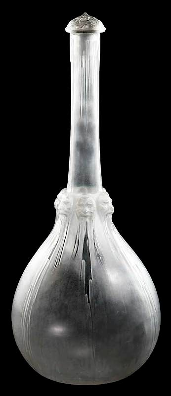 Appraisal: R Lalique Six T tes Frosted Glass Decanter model introduced