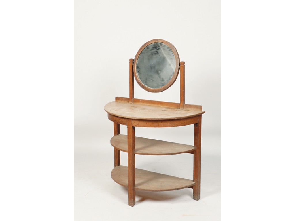 Appraisal: HEALS A LIGHT OAK DRESSING TABLE with a circular mirror