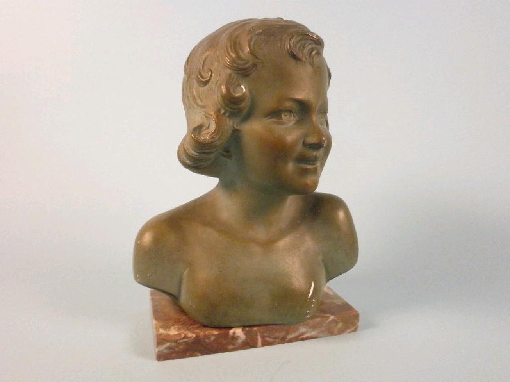 Appraisal: A 's painted terracotta bust of a lady with a