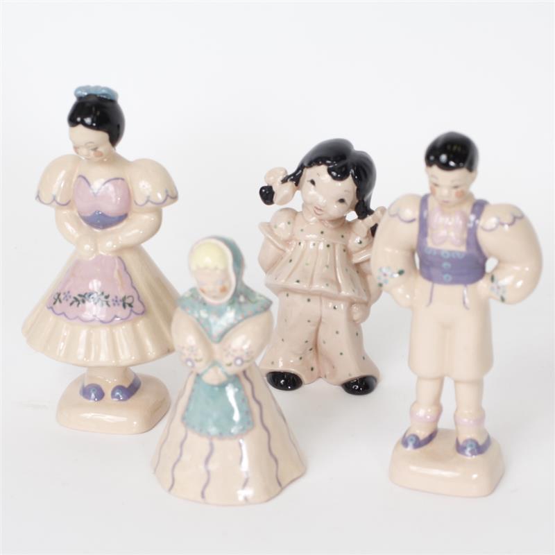 Appraisal: Four Kay Finch California Art Pottery figures One dated H