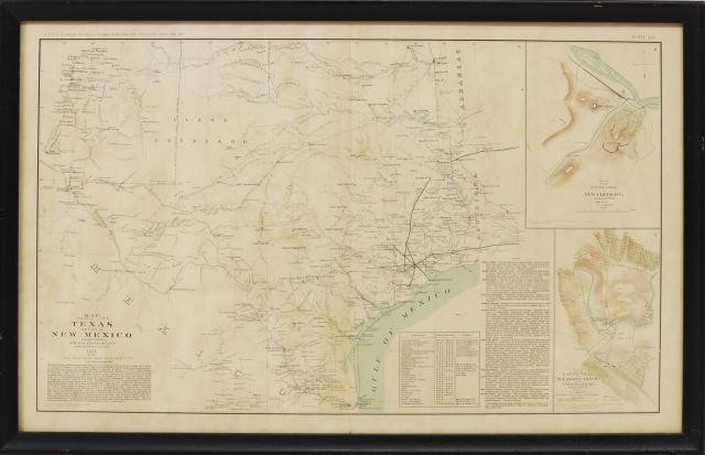 Appraisal: Framed chromolithograph on paper Map of Texas and part of