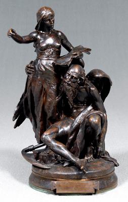 Appraisal: Figural bronze Auguste Paris quot Le Temps et la Chanson