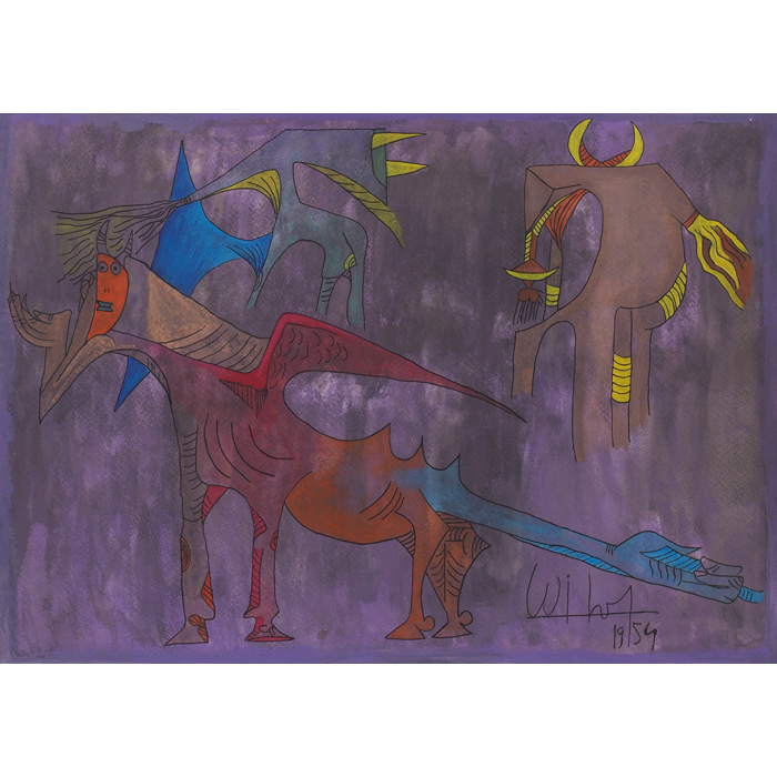 Appraisal: Wifredo Lam Cuban European - Untitled Caribbean Rooster and Other