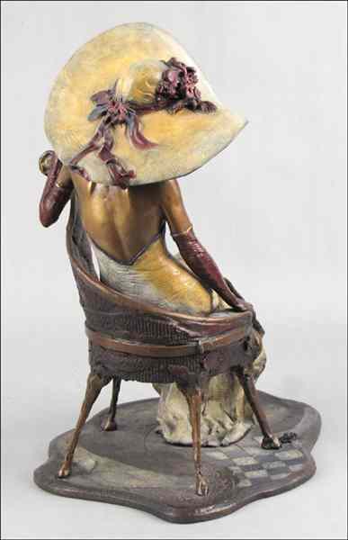 Appraisal: ISAAC MAIMON B SEATED WOMAN Cold painted bronze signed in