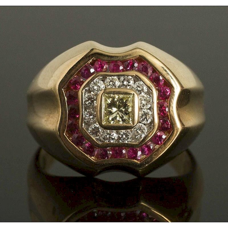 Appraisal: Pink Sapphire Diamond Gold Ring k yellow gold ring containing