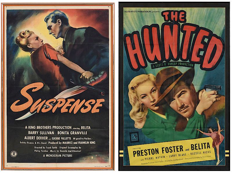 Appraisal: Two Belita Movie Posters th century Suspense x in sight