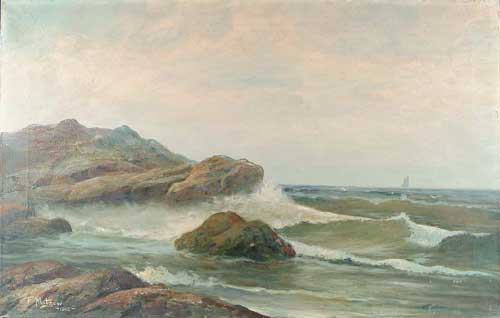 Appraisal: FREDERICK MATZOW American th Century COASTAL WAVES Unframed oil on