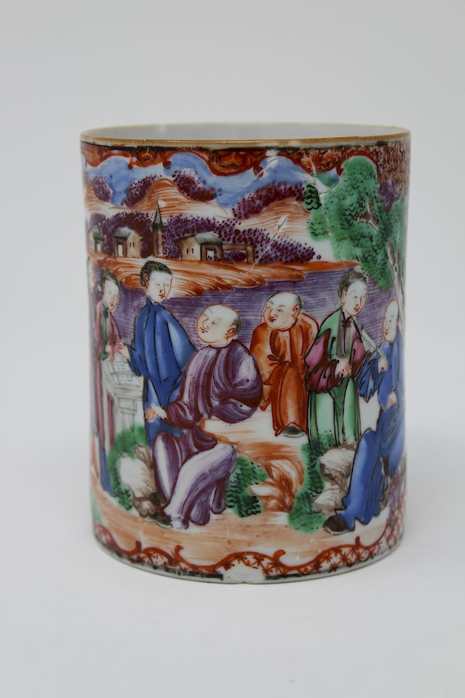 Appraisal: Chinese Export Figural Porcelain Cup Chinese Export Figural Porcelain Cup