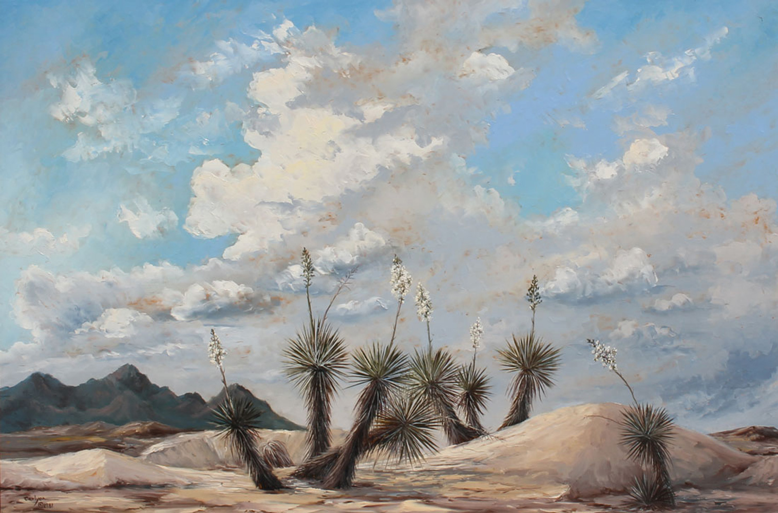 Appraisal: CARLYON Ann American - ''Texas Landscape with Cactus Flowers'' Oil