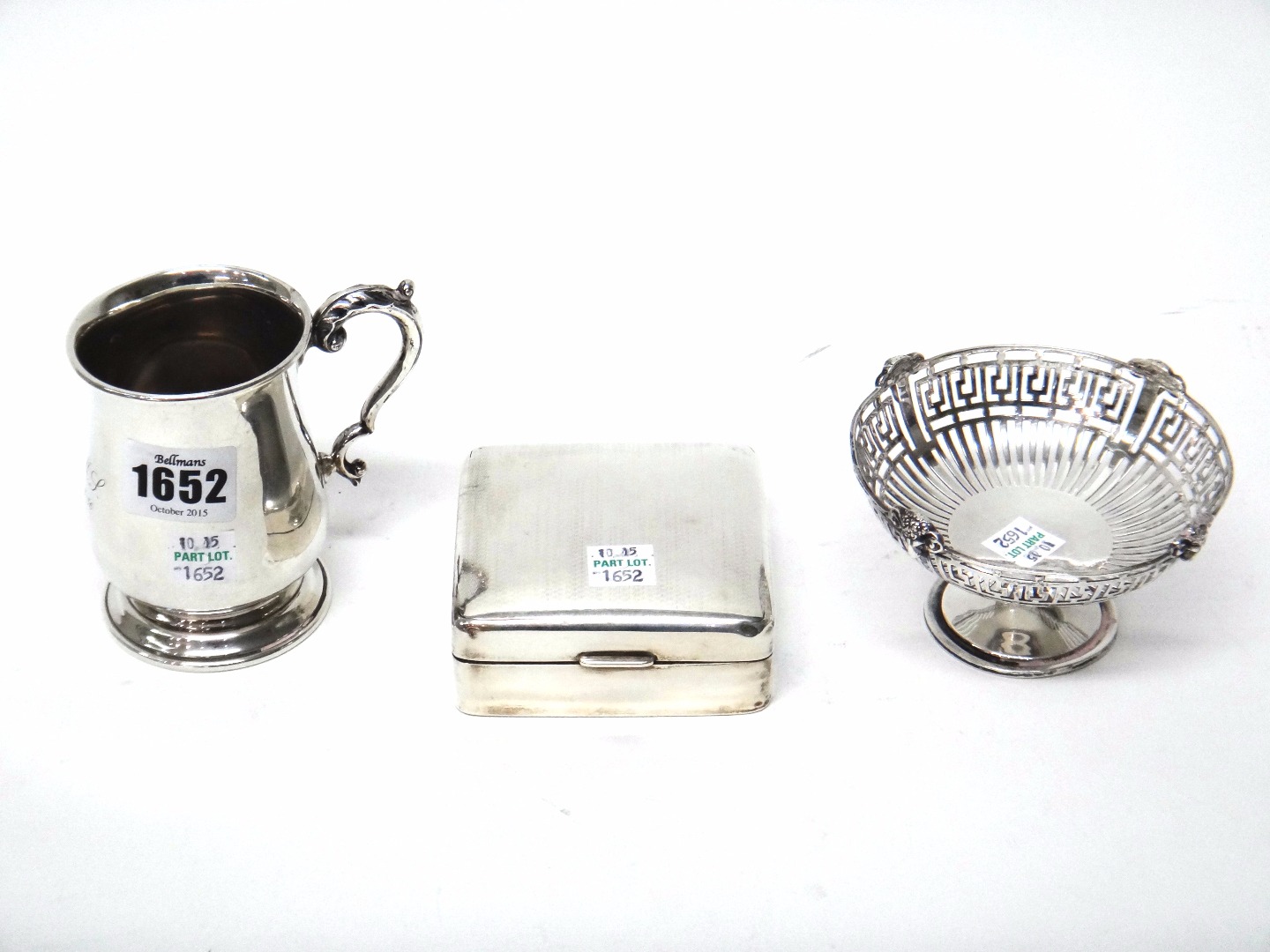 Appraisal: Silver and silver mounted wares comprising a christening mug of