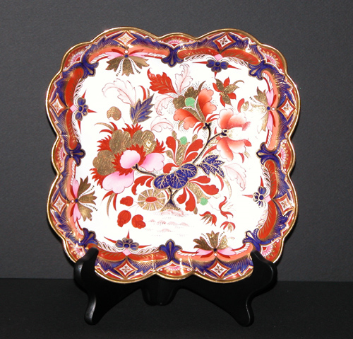 Appraisal: English Imari Palette Gaudy Decorated Square Bowl circa Unknown x