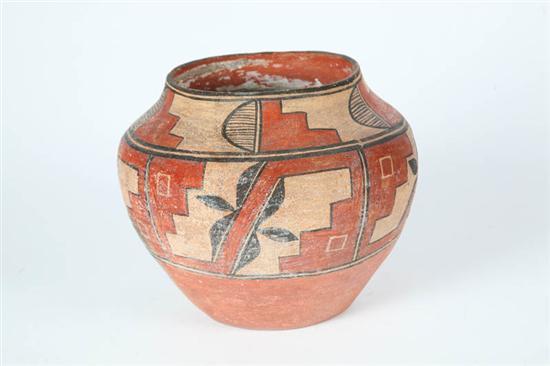 Appraisal: AMERICAN INDIAN POTTERY JAR Ca Zia pot with geometric decoration