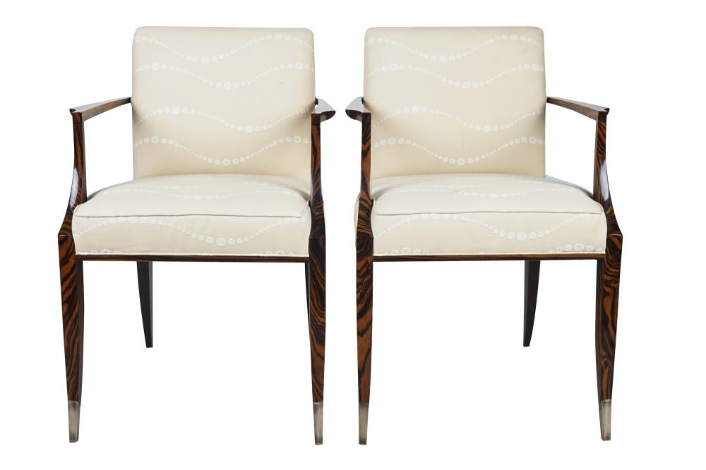 Appraisal: FRANK POLLARO PAIR OF ART DECO-STYLE ROSEWOOD ARMCHAIRSunsigned designed in