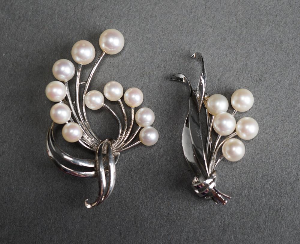 Appraisal: Two Mikimoto Sterling Silver and Cultured Pearl Brooches