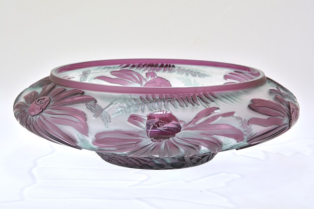 Appraisal: Pilgrim Cameo Glass Bowl Echinacea Titled Signed and Numbered JC