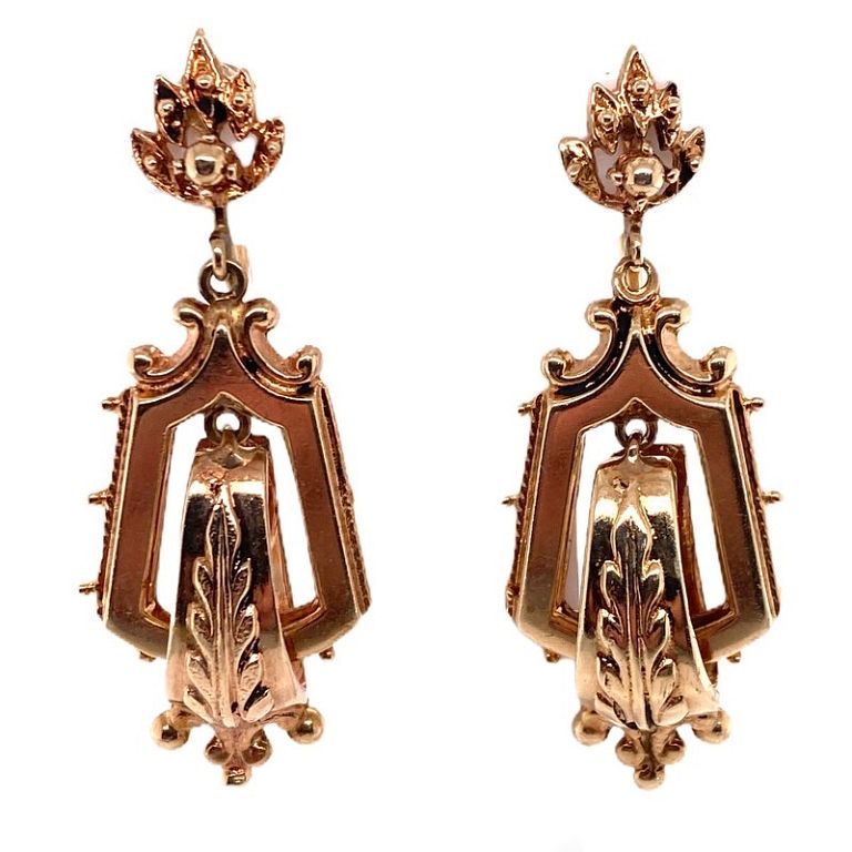 Appraisal: Victorian Drop Earrings Karat Yellow Gold Victorian Drop Earrings Karat