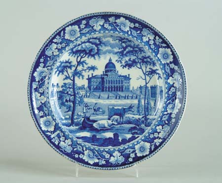 Appraisal: HISTORIC STAFFORDSHIRE BOSTON STATE HOUSE PLATE Blue and white SIZE