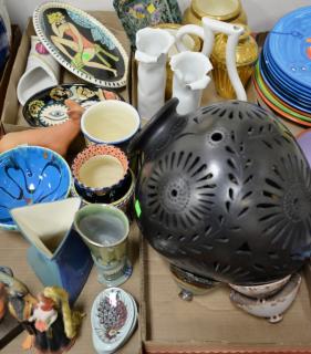 Appraisal: Three box lots of ceramic and art pottery pieces Wassi