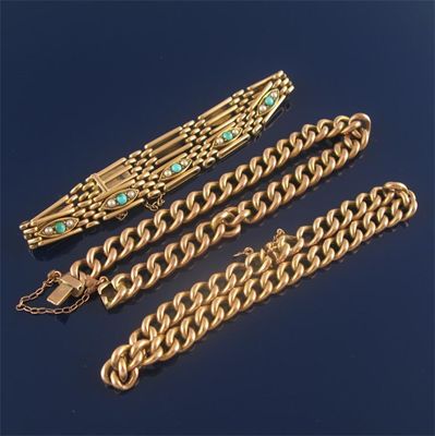 Appraisal: A ct gold curb link bracelet a gold gate link