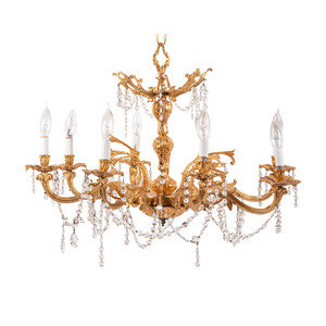 Appraisal: A Louis XV Style Gilt Metal and Cut-Glass Eight-Light Chandelier