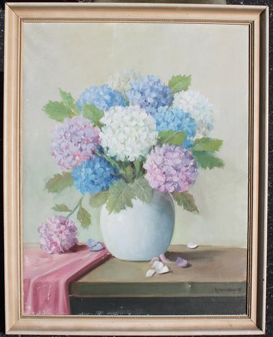 Appraisal: WOODRUFF Leonard American - Floral Still Life OIL Canvas ''