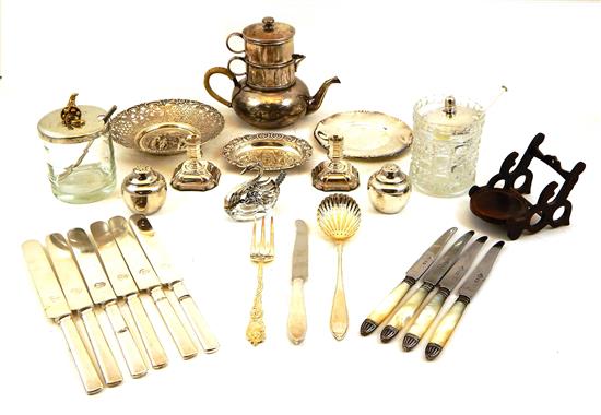 Appraisal: Assorted silver silver plate metal and glass twenty-four pieces stamped